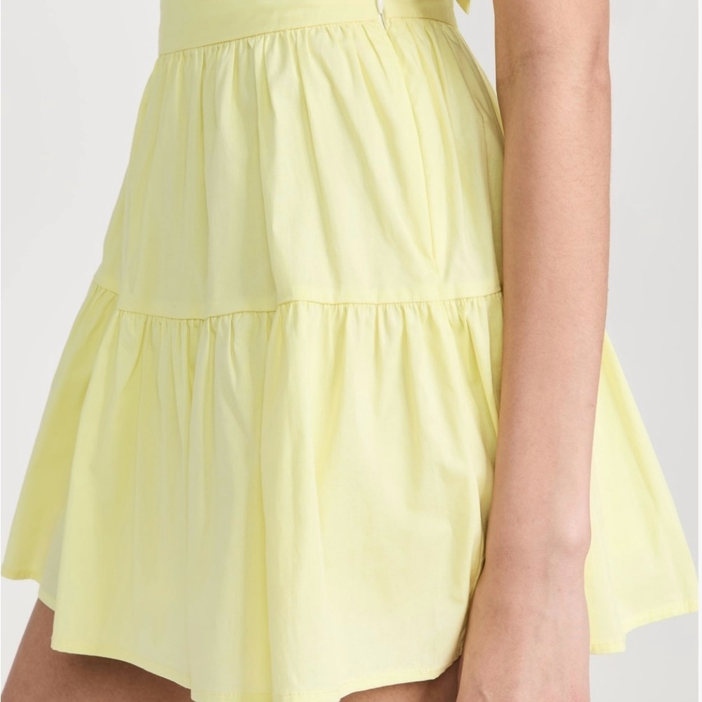 NWT Staud Sea Mini Skirt in Sunray Yellow Cotton Side Zipper Size 8 - Picture 2 of 7